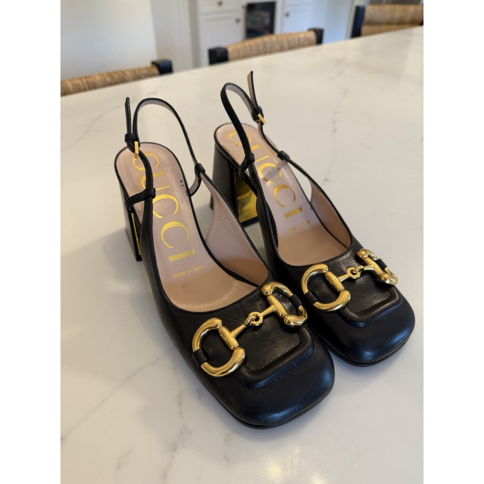 Gucci GUCCI Baby Horsebit Slingback Leather Pump Black EU 35 1/2 Size US 5.5 / IT 35.5 - 2 Thumbnail