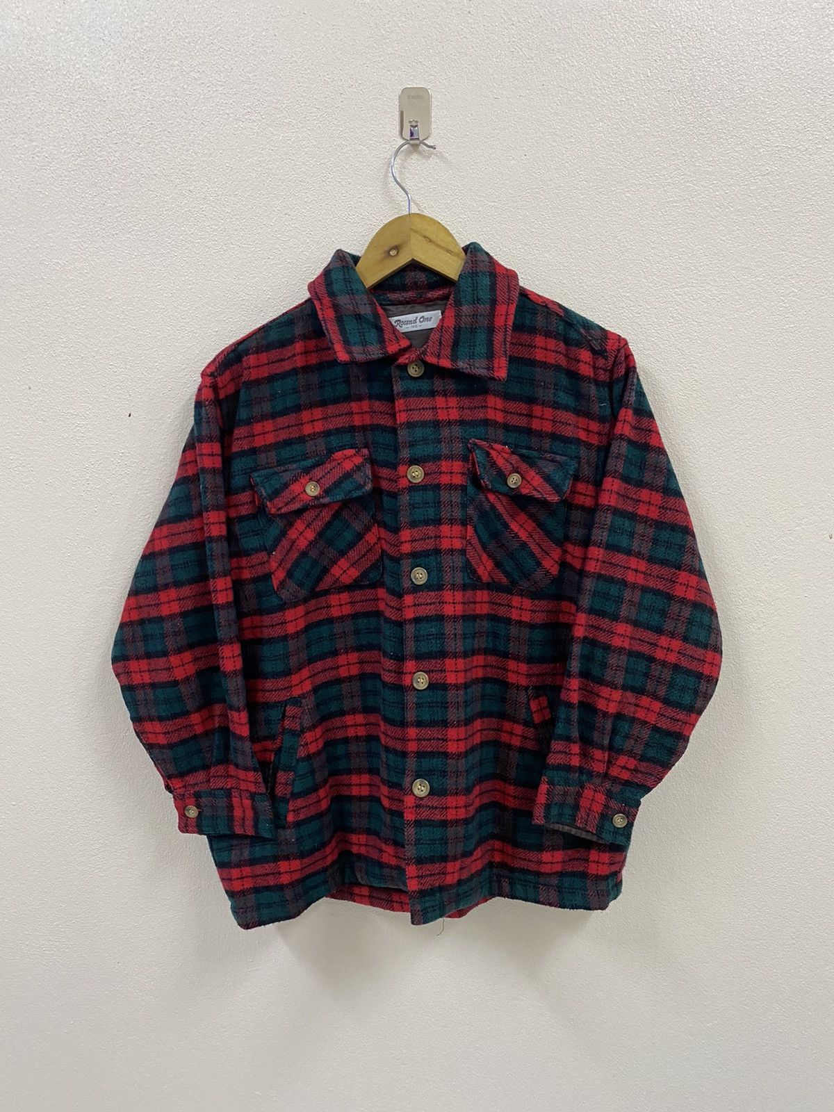 Japanese Brand Round One Plaid Wool Jacket Size US M / EU 48-50 / 2 - 2 Thumbnail