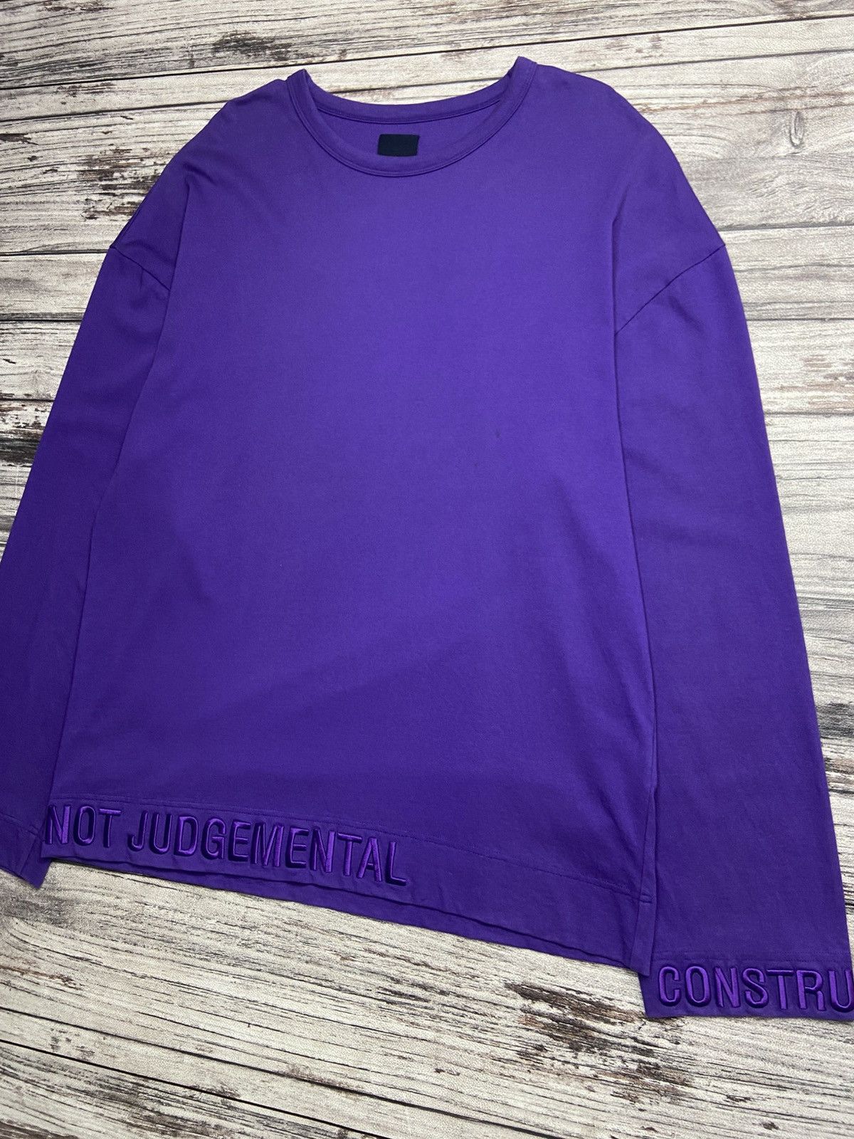 Hyein Seo × JJJJound × Juun.J SS18 Juun.J "Not Judgemental" Purple Embroidered Longsleeve Size US S / EU 44-46 / 1 - 3 Thumbnail