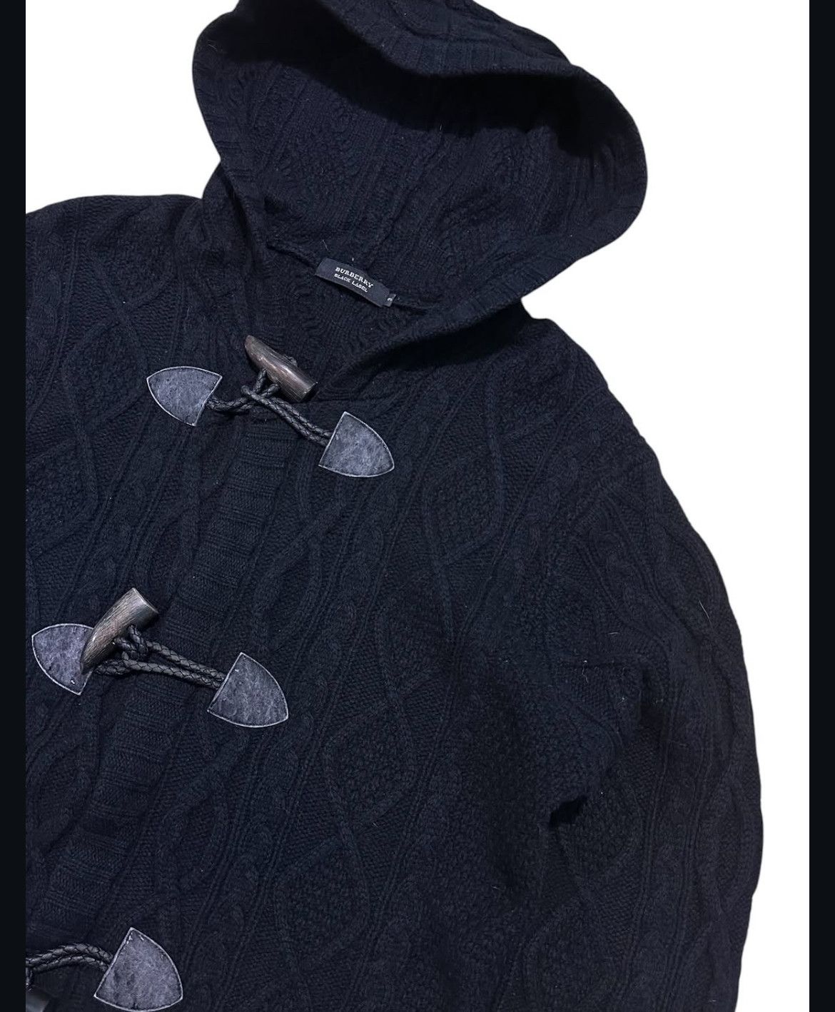 Burberry 2000s Burberry Black Lable Duffle Cable Knitwear Hodded Size US M / EU 48-50 / 2 - 2 Thumbnail