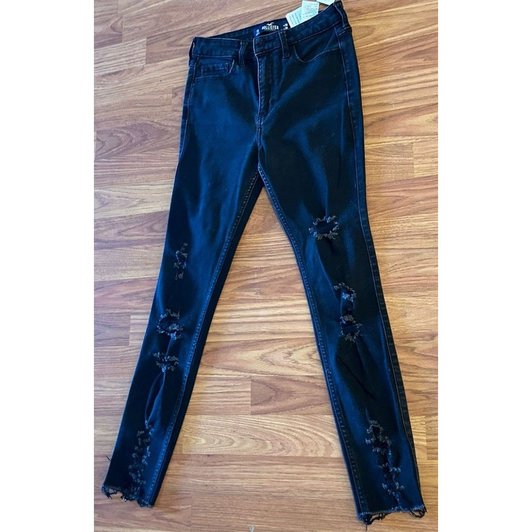 Hollister Hollister Black Distressed Cut-Up Jeans - Size 1 Waist 25 Size 25" / US 0 / IT 36 - 3 Thumbnail