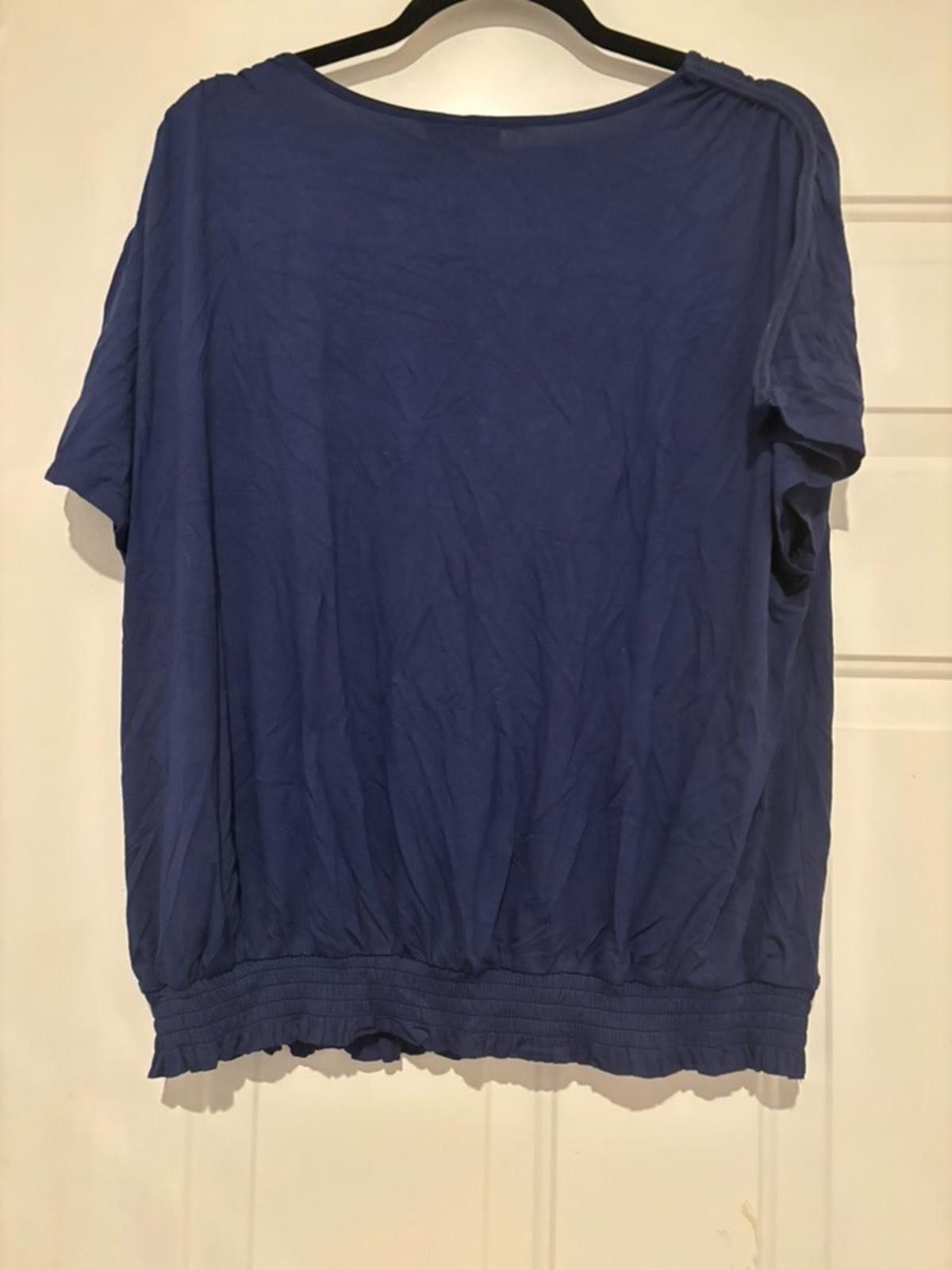 Designer Womens sz L navy Jessica Simpson short sleeve shirt #586 Size L / US 10 / IT 46 - 2 Thumbnail