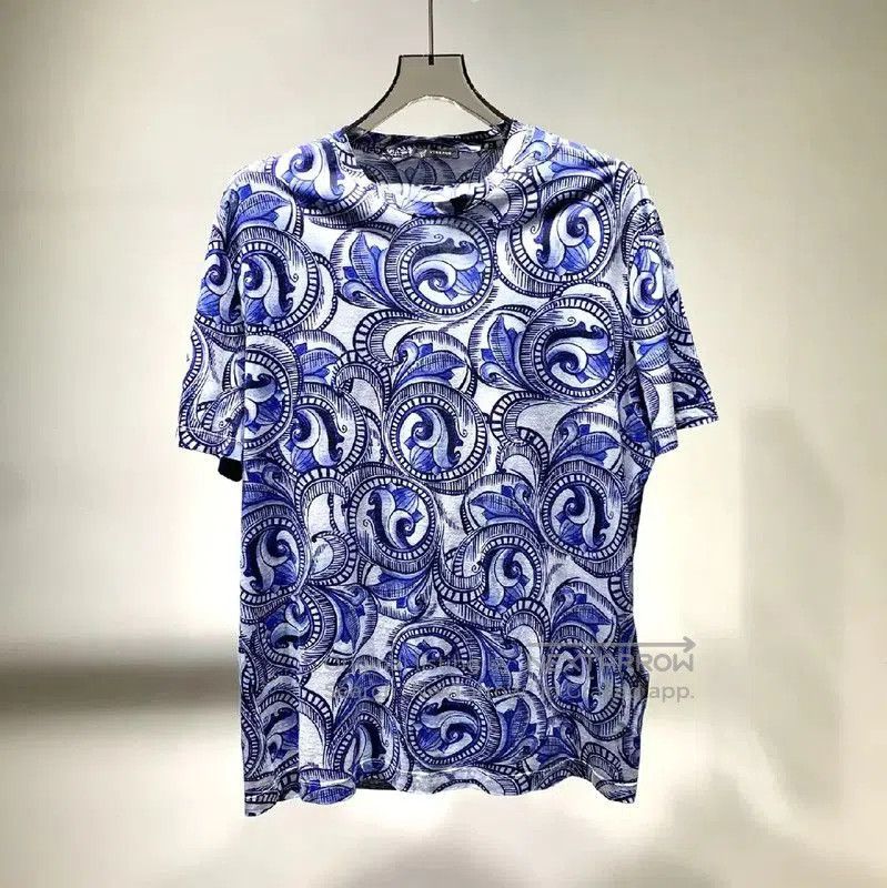 Versace Versace Blue Cotton XXXL Men's T-Shirt . Size US XXL / EU 58 / 5 - 1 Thumbnail