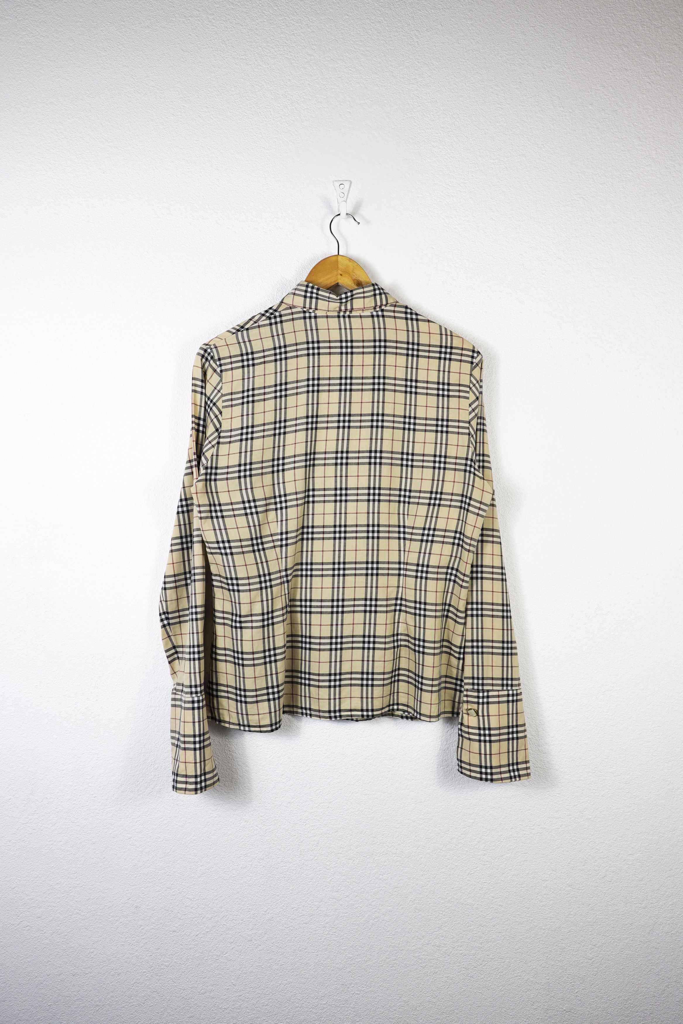 Burberry × Vintage Womens Burberry Vintage Beige Nova Check Cufflinks Shirt Size L / US 10 / IT 46 - 9 Thumbnail