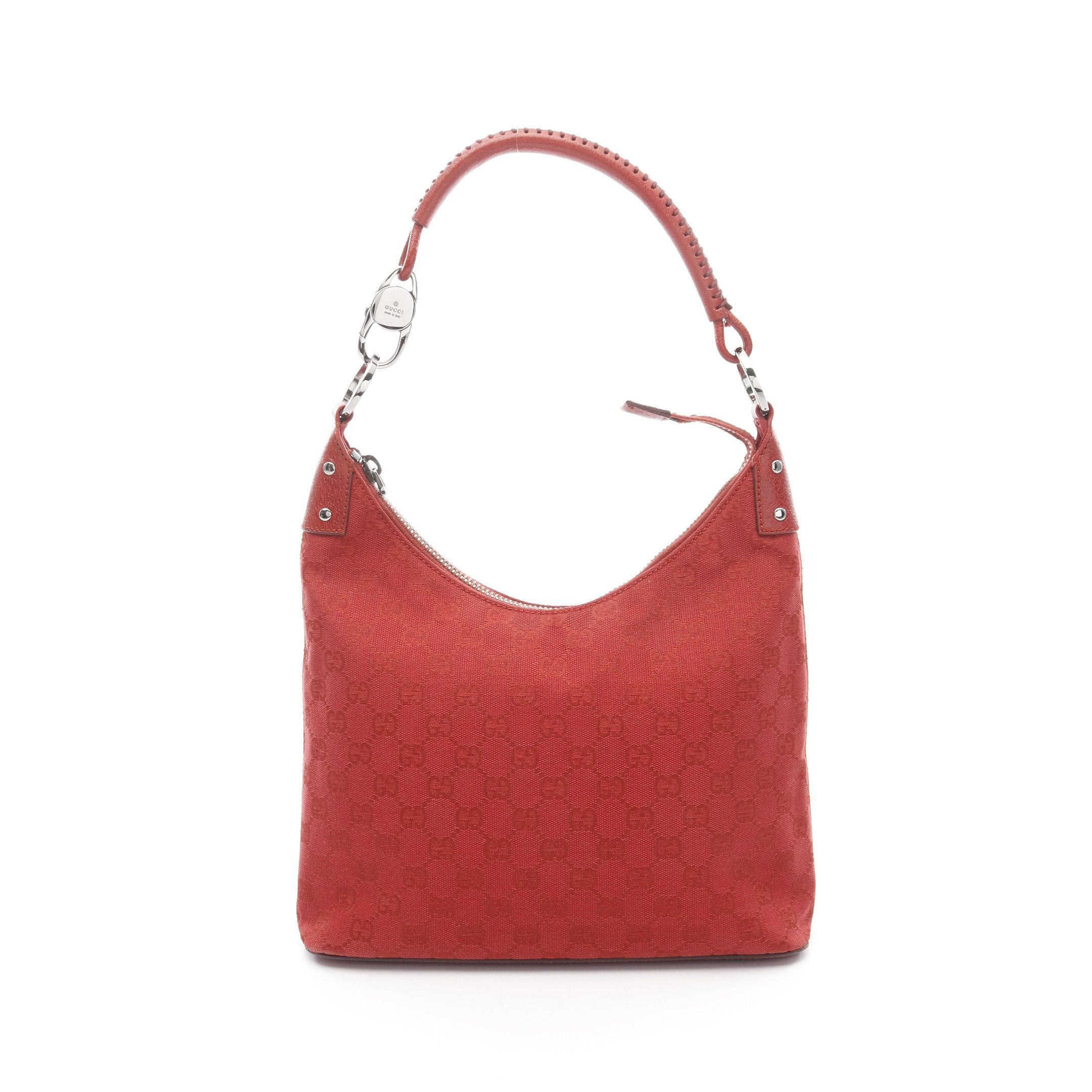Gucci GG Canvas One Shoulder Bag Leather Red, Women's