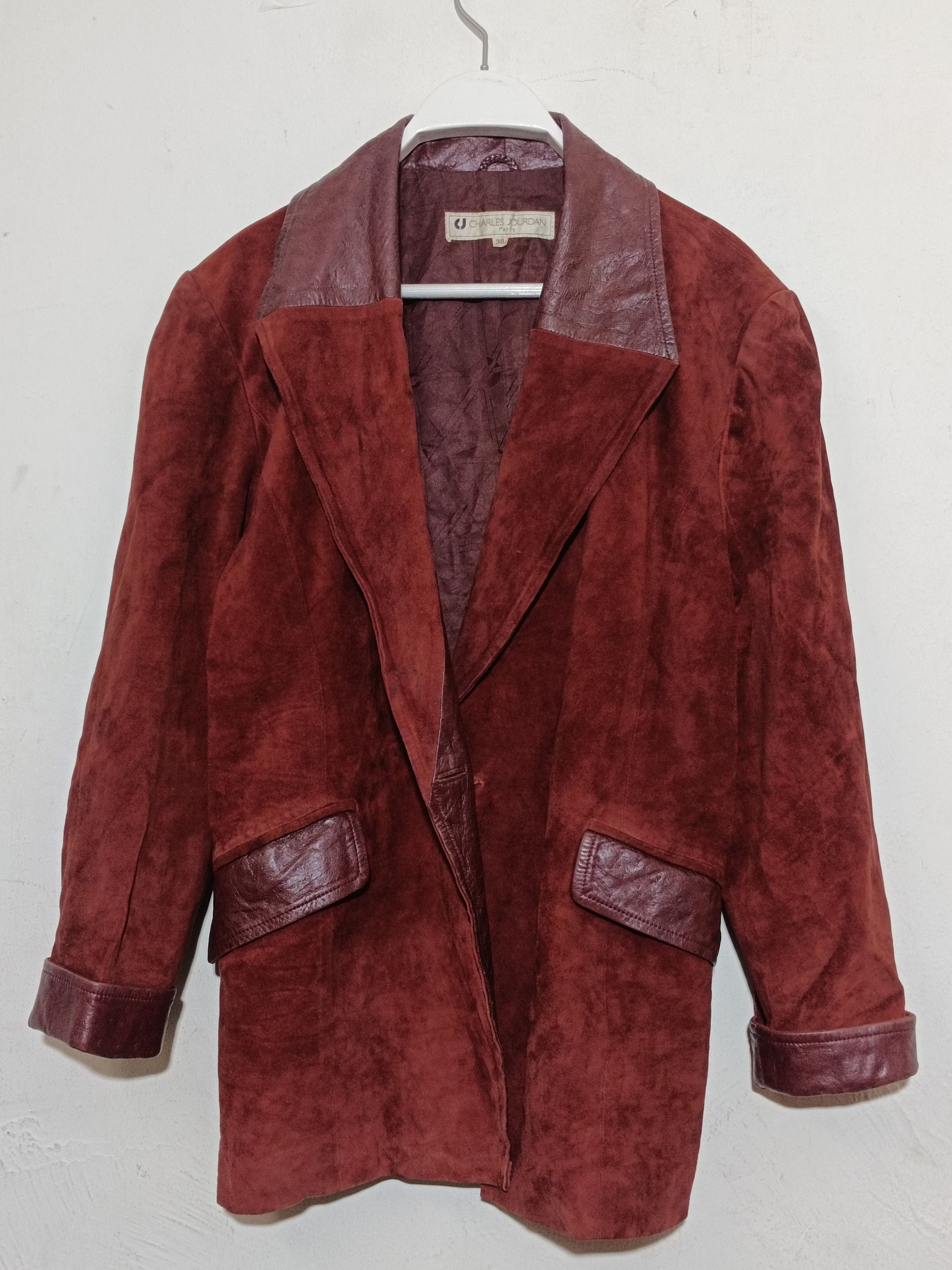 Charles Jourdan × Japanese Brand Vintage Charles Jourdan Suede ostrich Leather Coat Jacket Size US M / EU 48-50 / 2 - 1 Thumbnail