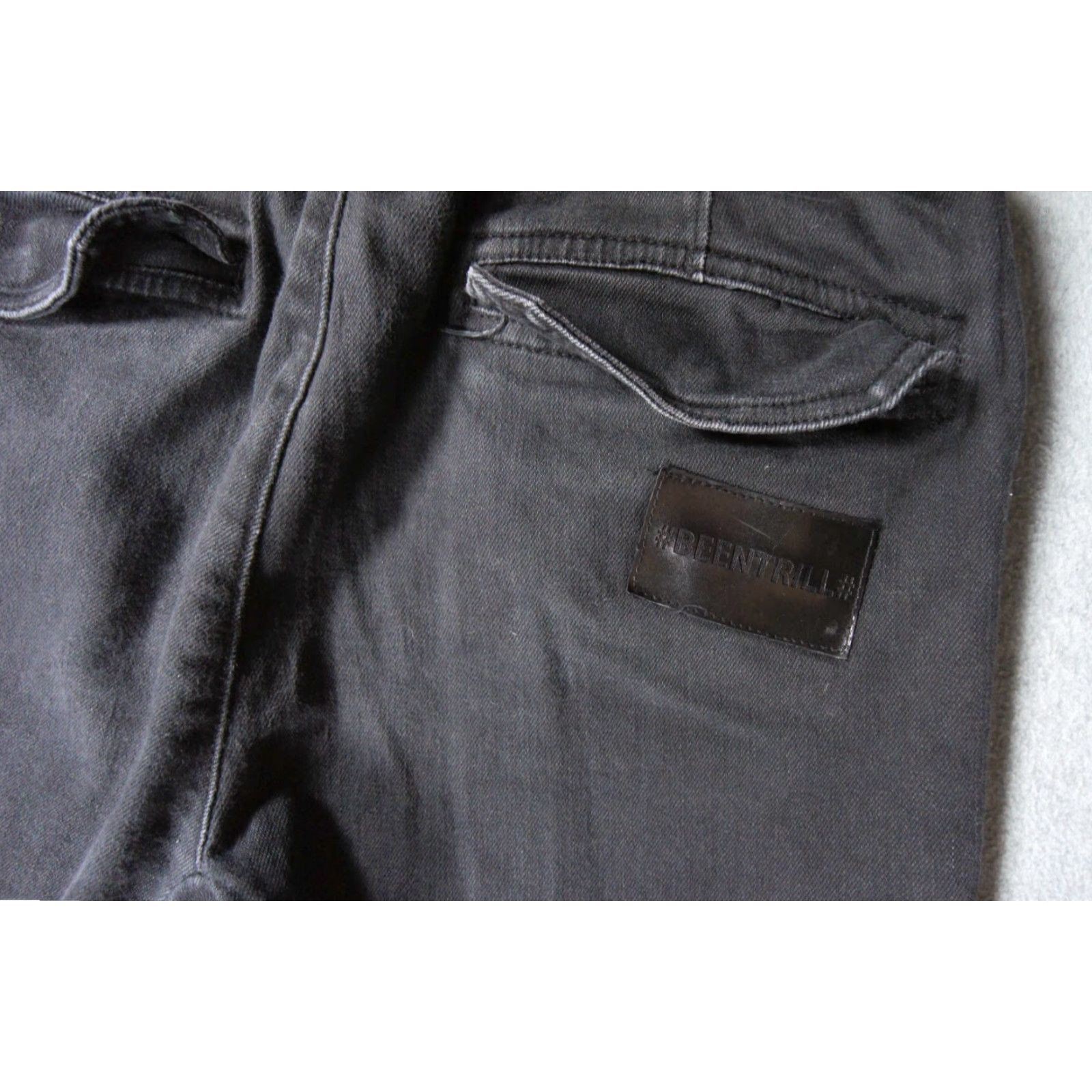 Been Trill Been Trill Pants Mens Small Black Jean Jogger Streetwear Drawstring Stretch Size US 36 / EU 52 - 6 Thumbnail