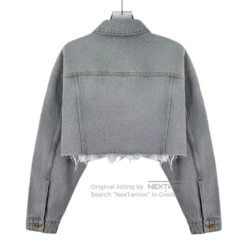 Miu Miu Miu Miu Gray Cropped Cotton Jacket for Women . Size XS / US 0-2 / IT 36-38 - 2 Thumbnail