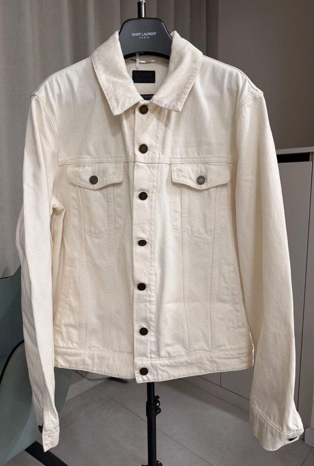 Saint Laurent Paris Saint Laurent SLP 22FW Off-White Denim Jacket Size US M / EU 48-50 / 2 - 1 Thumbnail