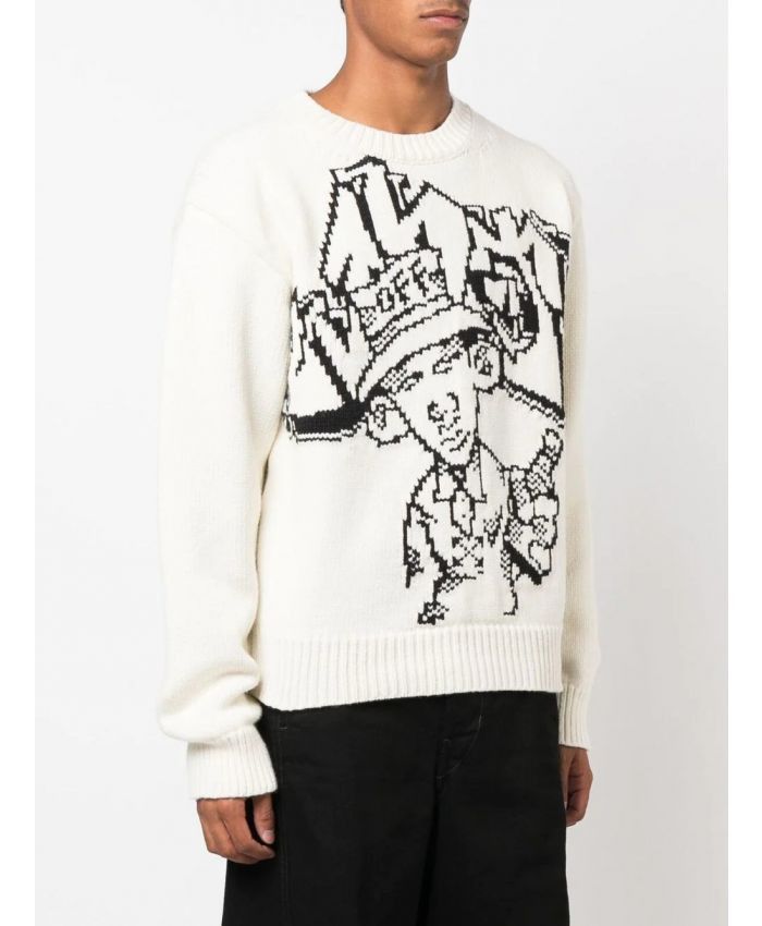 Off-White o1gr1nt1124 Graffiti Freest Chunky Knit Crew Sweater Size US M / EU 48-50 / 2 - 2 Thumbnail