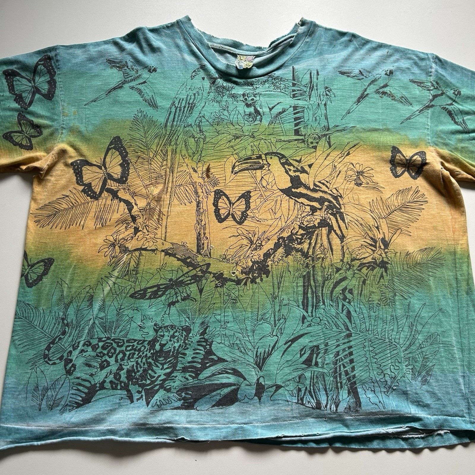 Vintage Vintage 90s Rainforest Animal Art Shirt XL Tie Dye Distress Size US XL / EU 56 / 4 - 2 Thumbnail