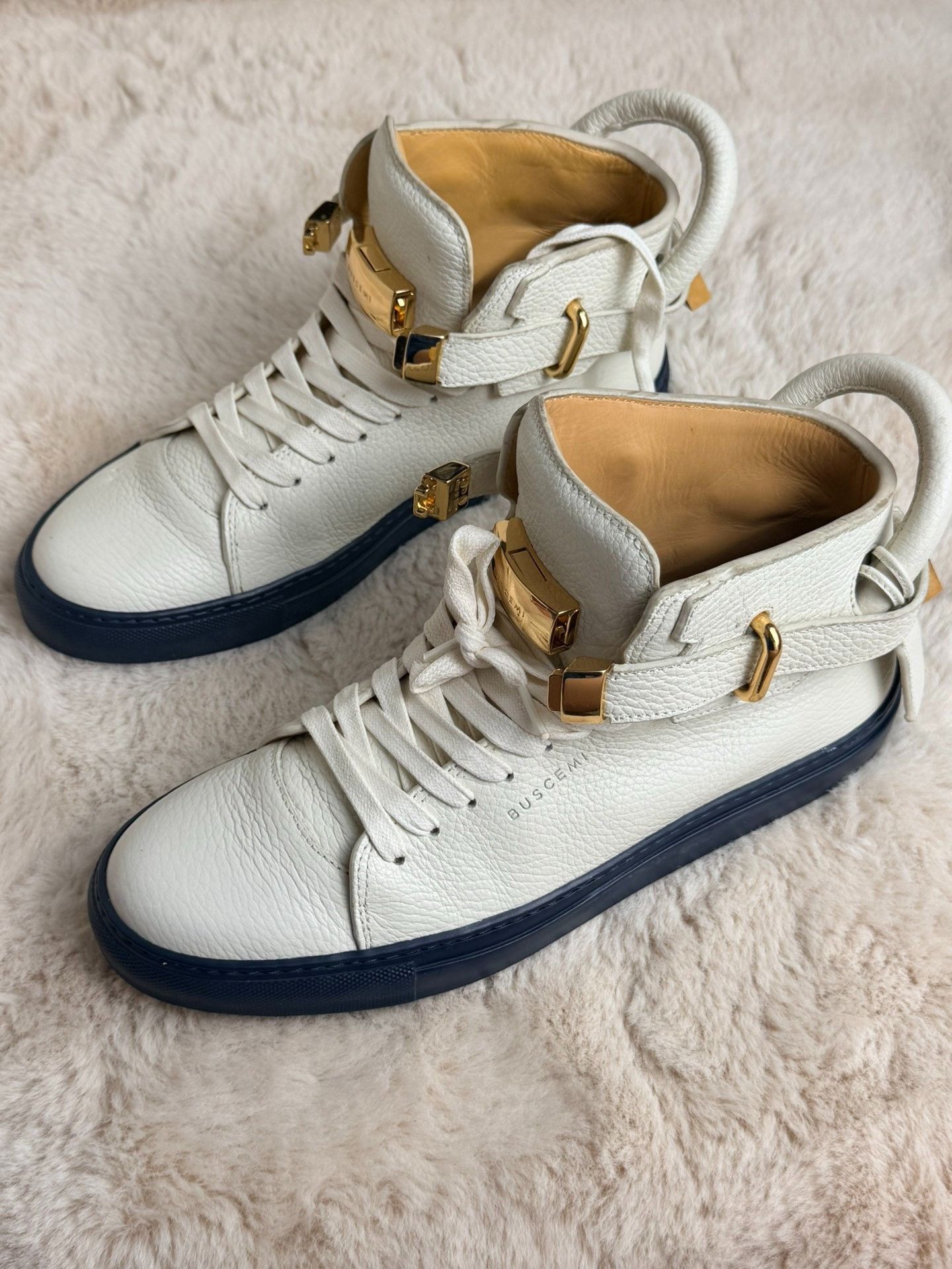 Buscemi Buscemi Leather White Hitop Sneakers 8 Men Size US 8 / EU 41 - 1 Thumbnail