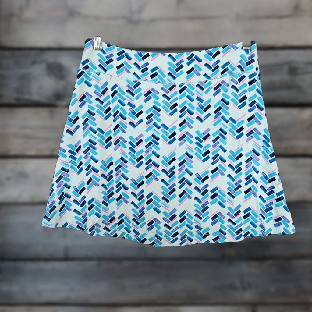 Vintage Fresh Produce Womens Skort M Blue Pink Pockets Pull On Rayon Blend Size 32" / US 10 / IT 46 - 1 Thumbnail
