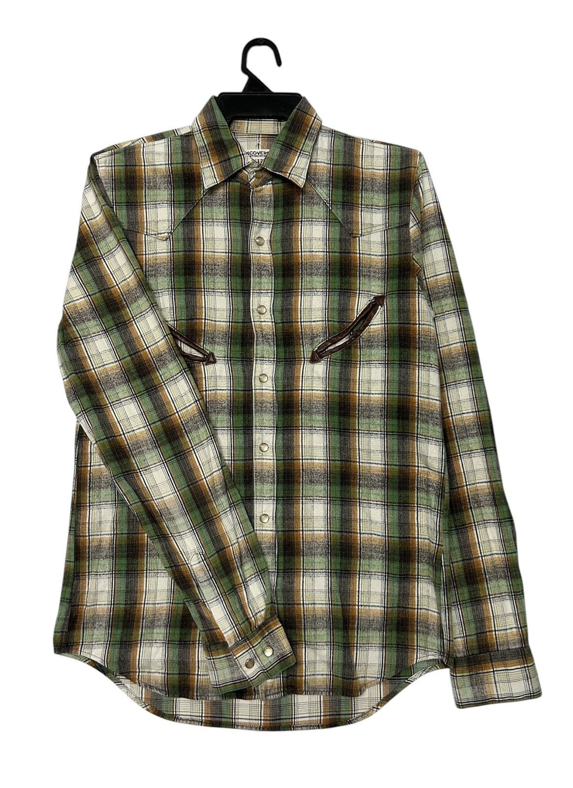 DISCOVERED × Japanese Brand × Vintage 💥NEED GONE💥DISCOVERED FLANNEL STONE BUTTON Size US M / EU 48-50 / 2 - 3 Thumbnail