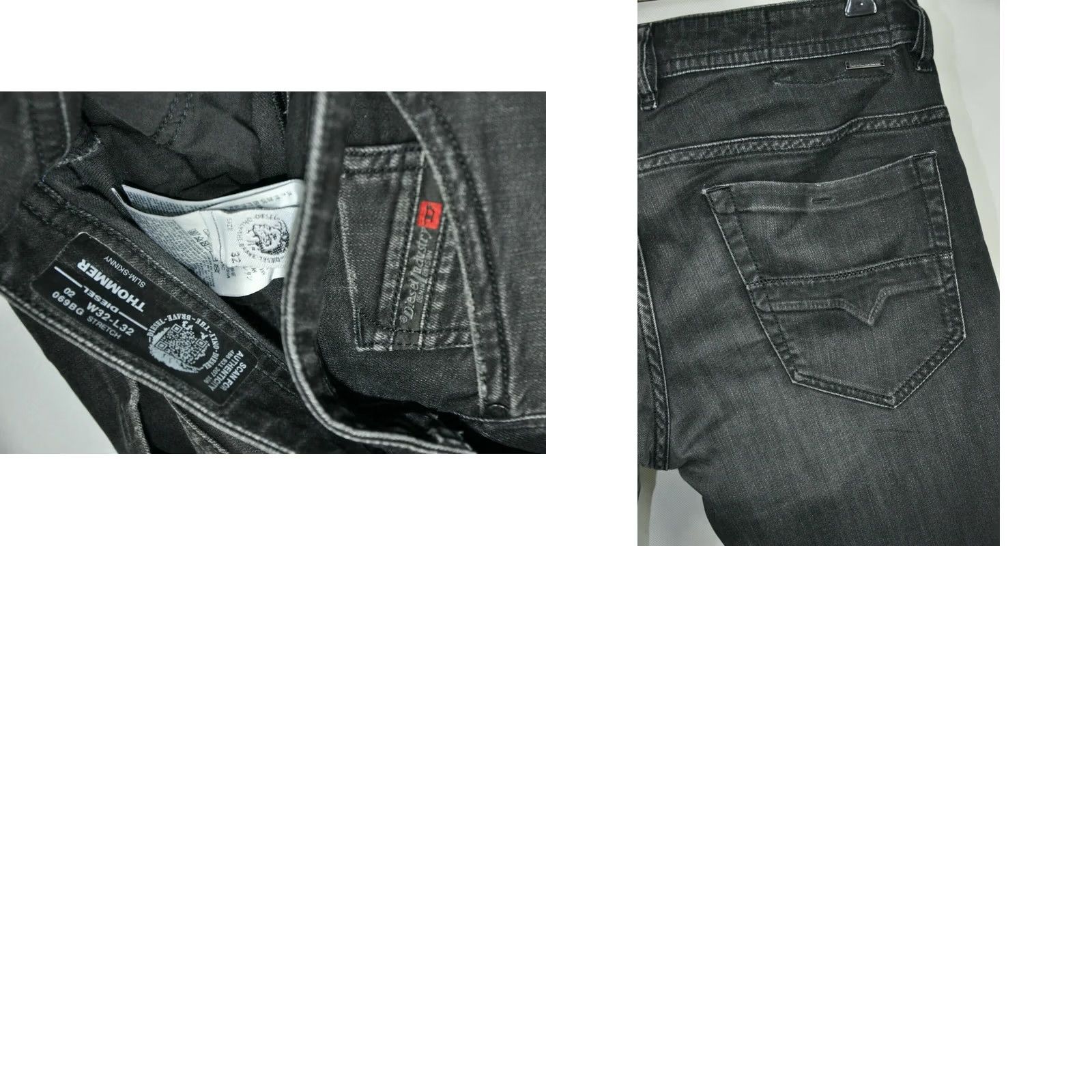 Diesel DIESEL Thommer 069BG Slim Skinny Jeans - Denim Black 32W32L Men Size US 32 / EU 48 - 8 Thumbnail