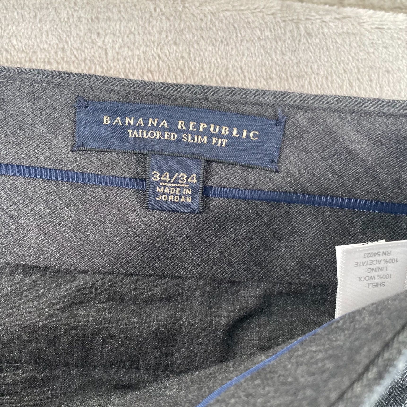 Banana Republic Banana Republic Tailored Slim Fit Trouser Pants Men 34x34 Grey 100% Wool CEO Pants Size US 34 / EU 50 - 2 Thumbnail