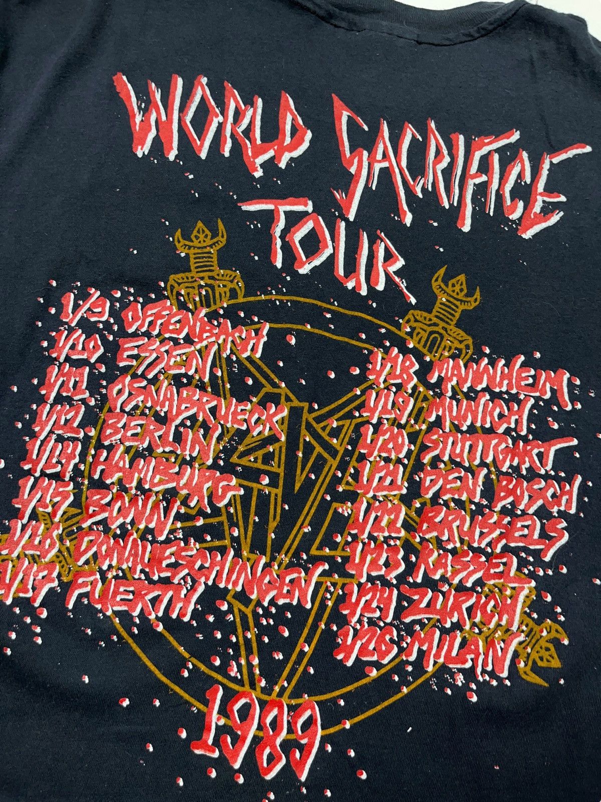 Slayer Vintage 1989 Slayer Slaytanic Wehrmacht Sacrifice Tour Shirt Size US XL / EU 56 / 4 - 10 Thumbnail