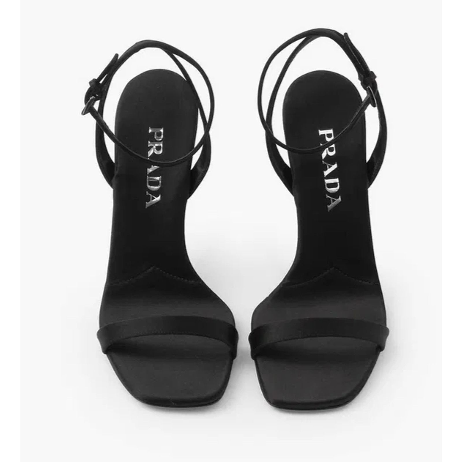Prada Prada 85mm Black Satin Logo Geometric Heel Sandal 39 Size US 9 / IT 39 - 13 Thumbnail