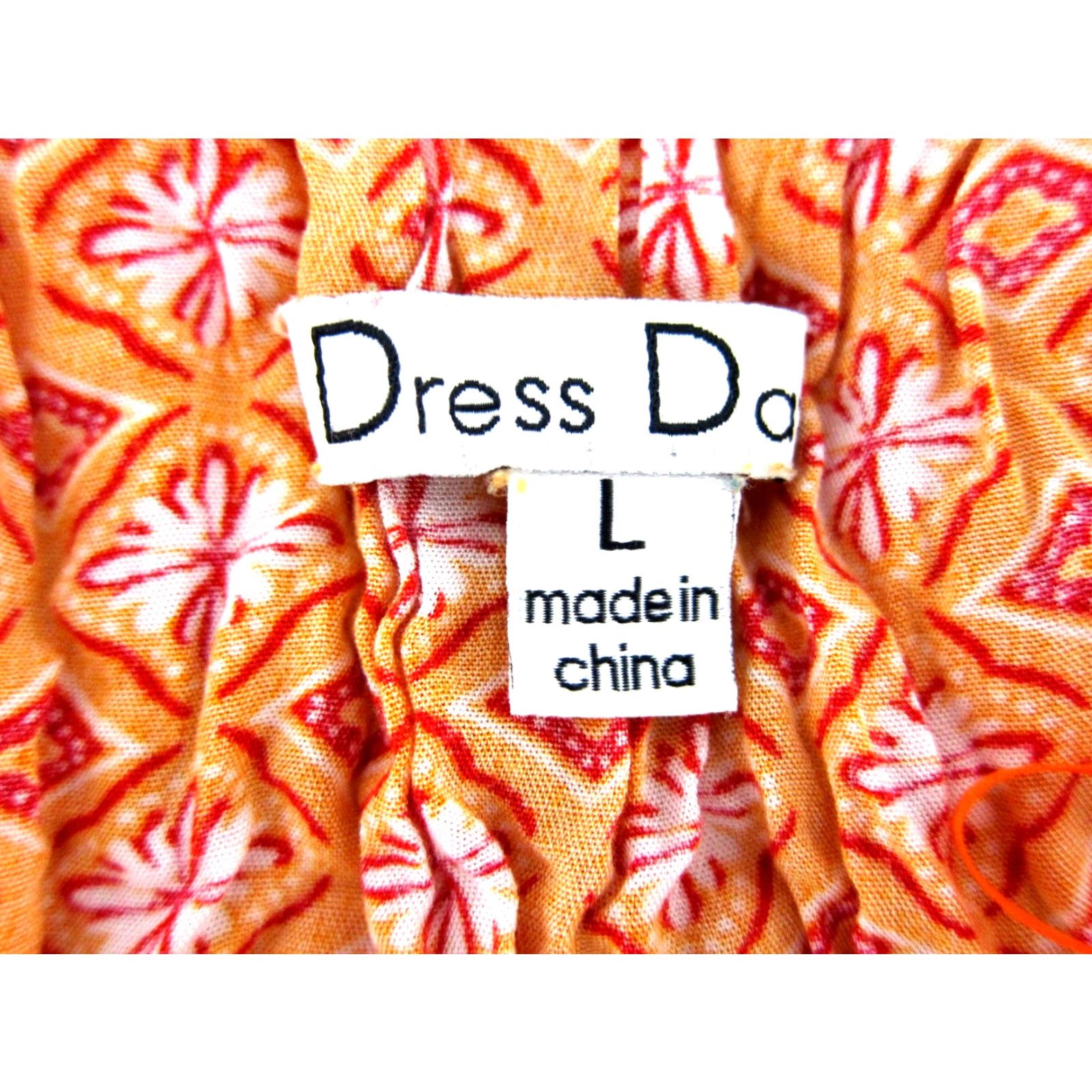 Vintage Dress Day Maxi Dress Off Shoulder Orange White Floral Rayon Long Large Dress Day Womens Maxi Dress L Orange Floral Pattern 70s? Size L / US 10 / IT 46 - 3 Thumbnail