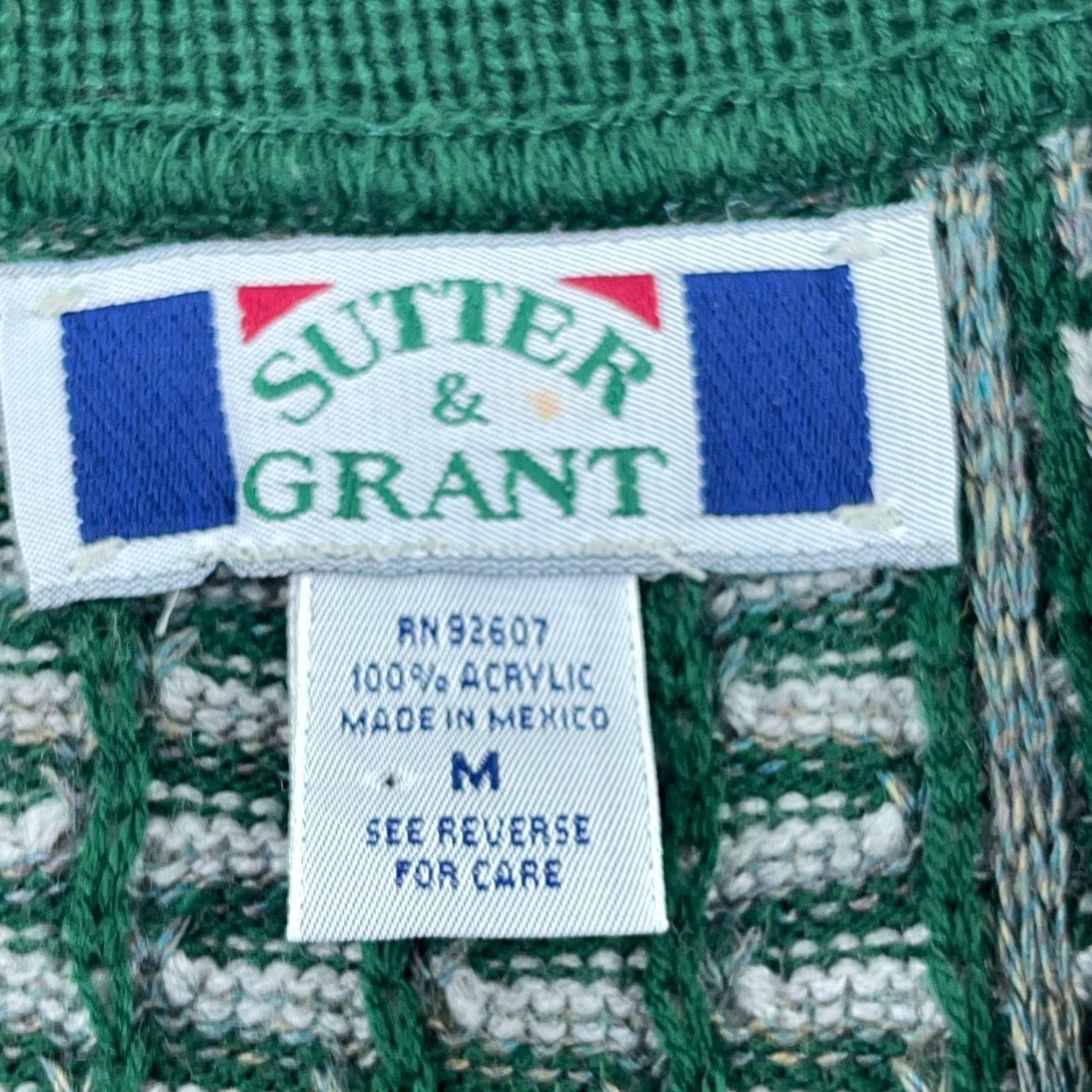 Vintage Vintage Cutter & Grant Sweater Men M Green Collared Knit Pullover Logo Embroidered Geometric All Seasons Heavyweight Knitwear Fallout? 90s? Size US M / EU 48-50 / 2 - 4 Thumbnail