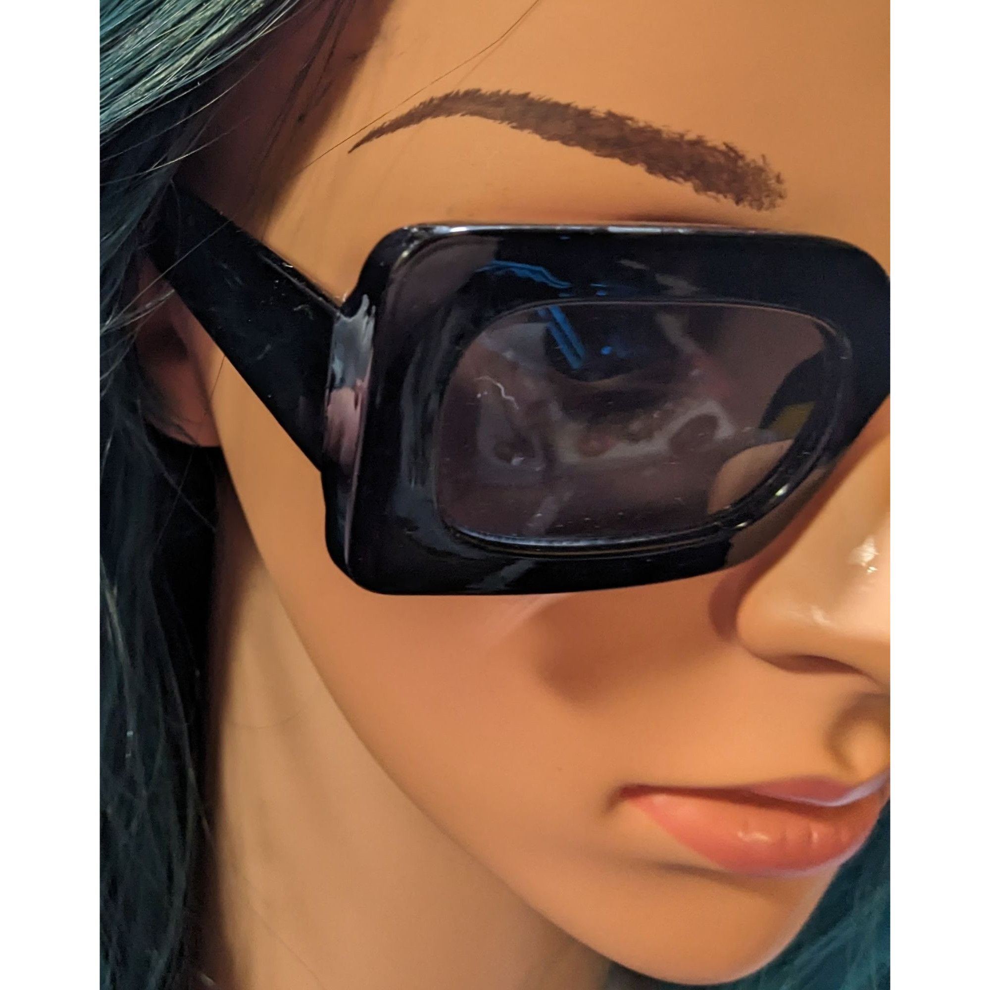Free People Free People Retro Mod Black Rectangular Sunglasses Size ONE SIZE - 8 Thumbnail