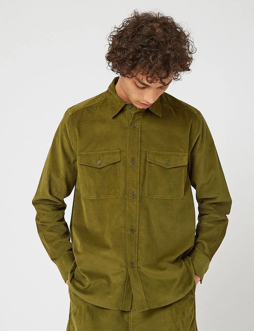 Designer 💚 Bhode x Brisbane Moss Corduroy Vintage Work Shirt Green Size US M / EU 48-50 / 2 - 4 Thumbnail