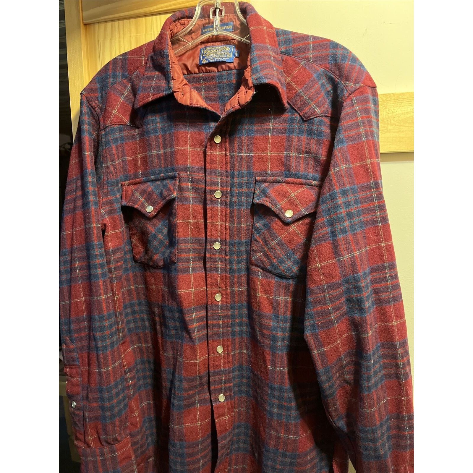 Pendleton Pendleton High Grade Men’s M Red Plaid Pearl Snap Wool Shirt Size US M / EU 48-50 / 2 - 8 Thumbnail