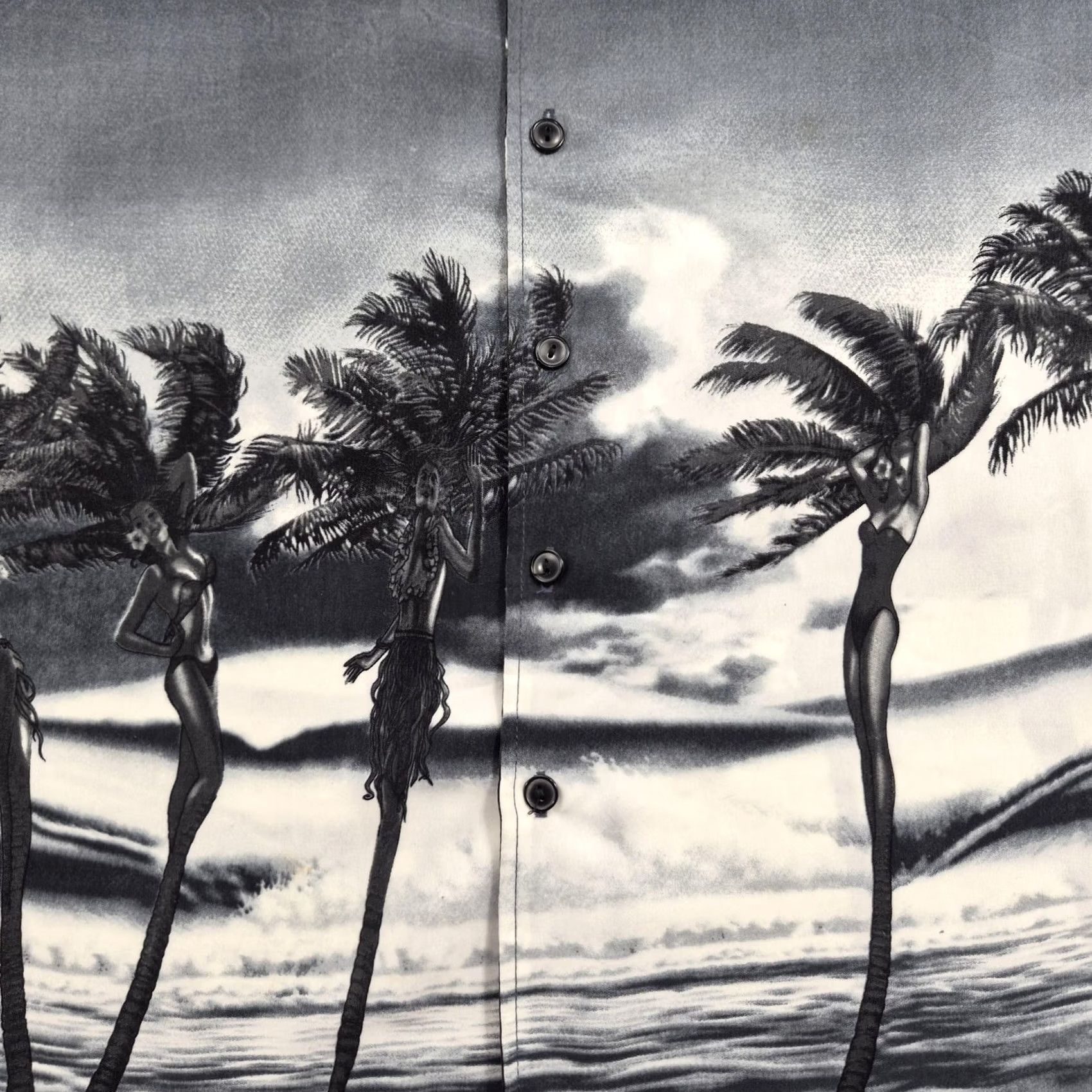 Vintage VTG OSCA MISA Button Up Shirt Mens Large Pink Palm Tree Hawaiian Short Sleeve Gray Black Graphic Print Casual Size US L / EU 52-54 / 3 - 5 Thumbnail