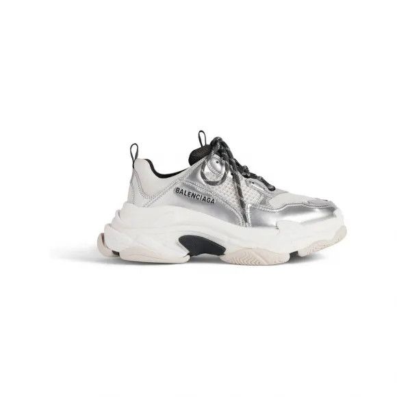 Balenciaga o1mt1gz0924 Triple S Sneaker in Silver/White Size US 13 / EU 46 - 1 Thumbnail
