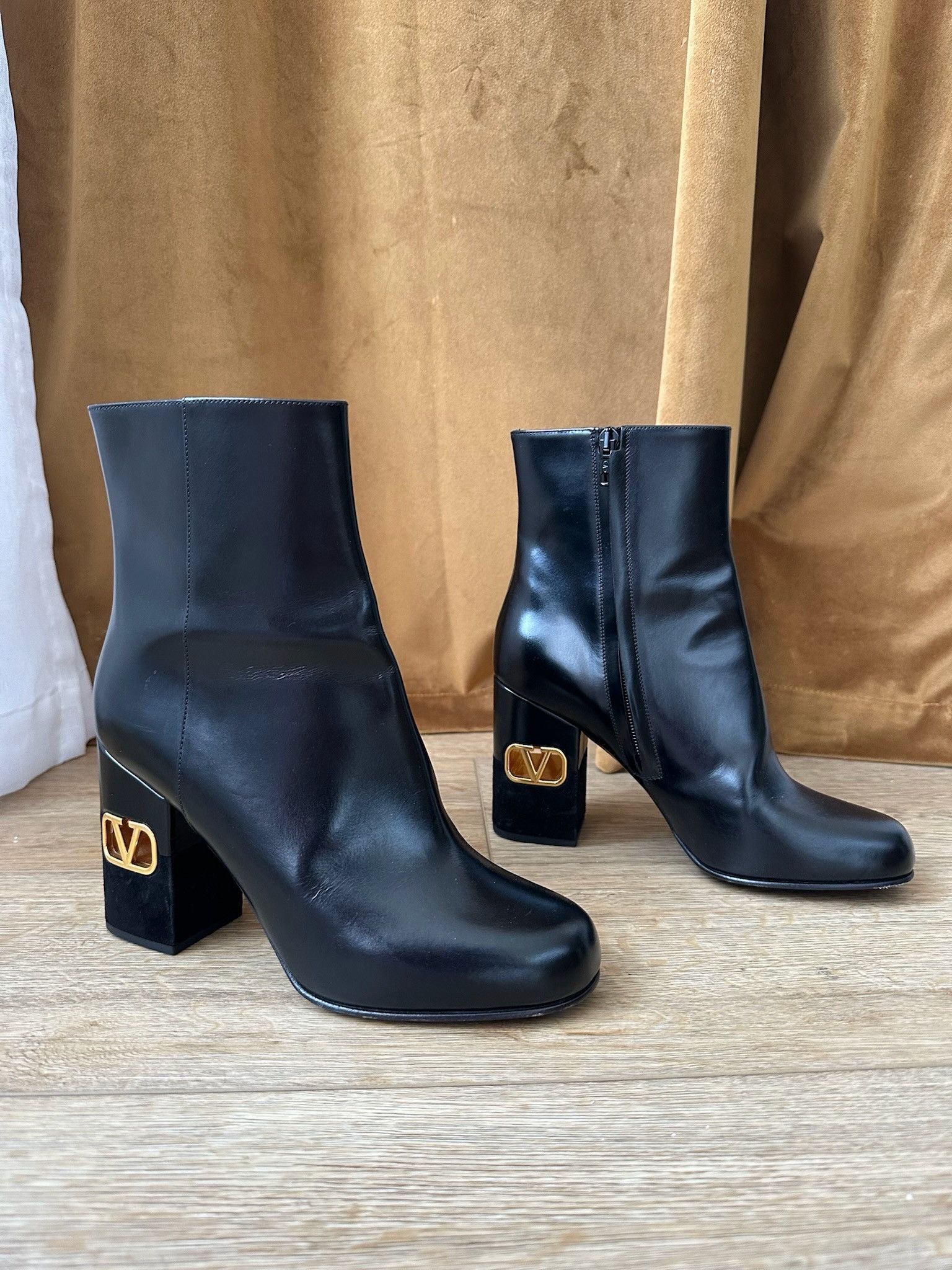 Valentino 🔥SALE🔥 Valentino Garavani Women’s Block Heel Logo Booties Size US 7 / IT 37 - 3 Thumbnail