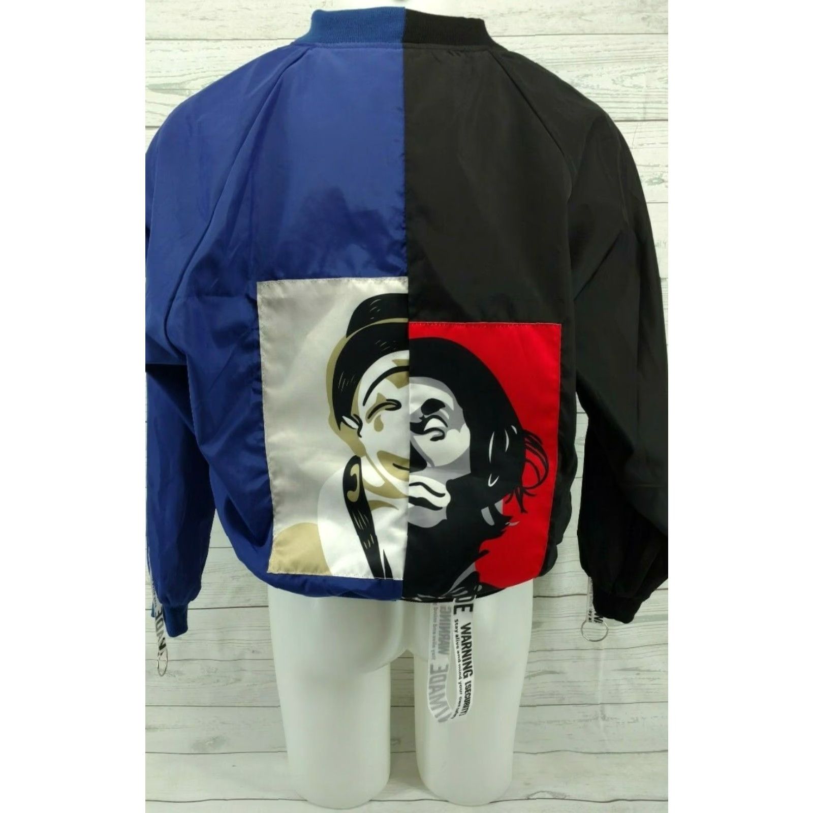Vintage Vmade Bomber Style Windbreaker Jacket Men Black Blue M Size Front Zip Nylon Size US M / EU 48-50 / 2 - 2 Thumbnail