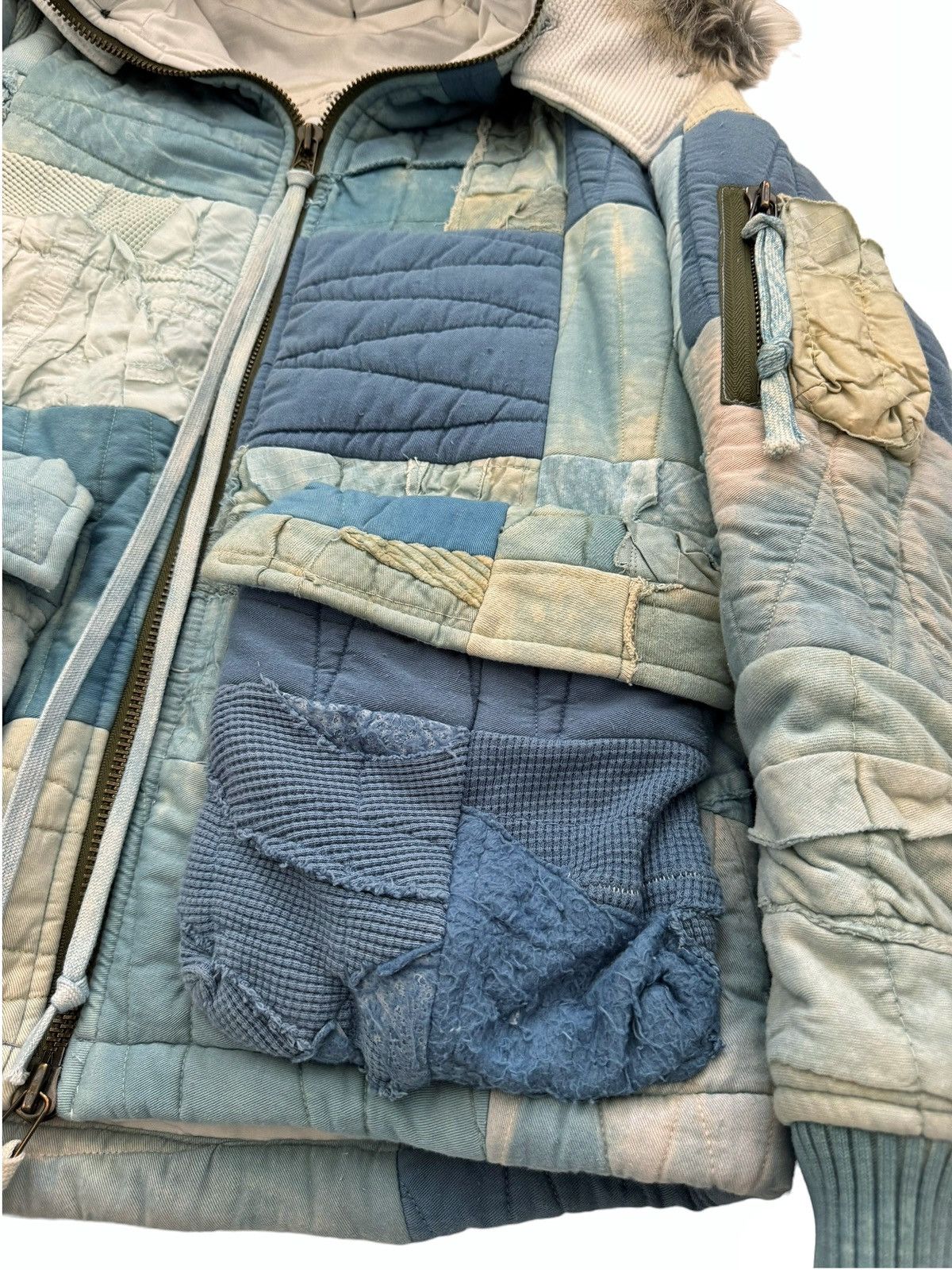 Greg Lauren Sz2 Indigo Scrapwork Patchwork Snorkel Puffer Parka Size US M / EU 48-50 / 2 - 6 Thumbnail