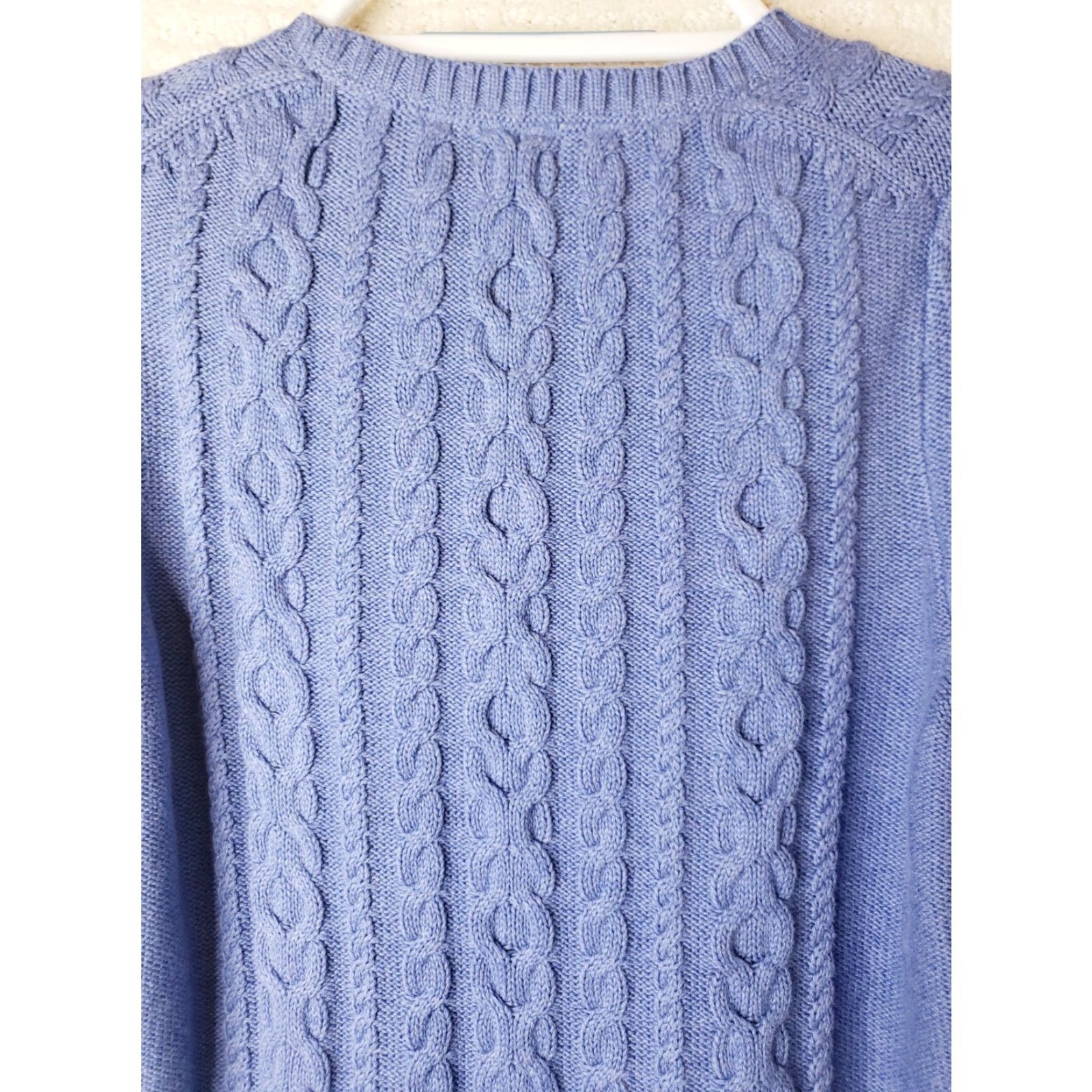 Vintage L.L. Bean Sweater Womens Medium Blue Cable Knit Crew Neck Pullover Casual Cotton Size M / US 6-8 / IT 42-44 - 7 Thumbnail