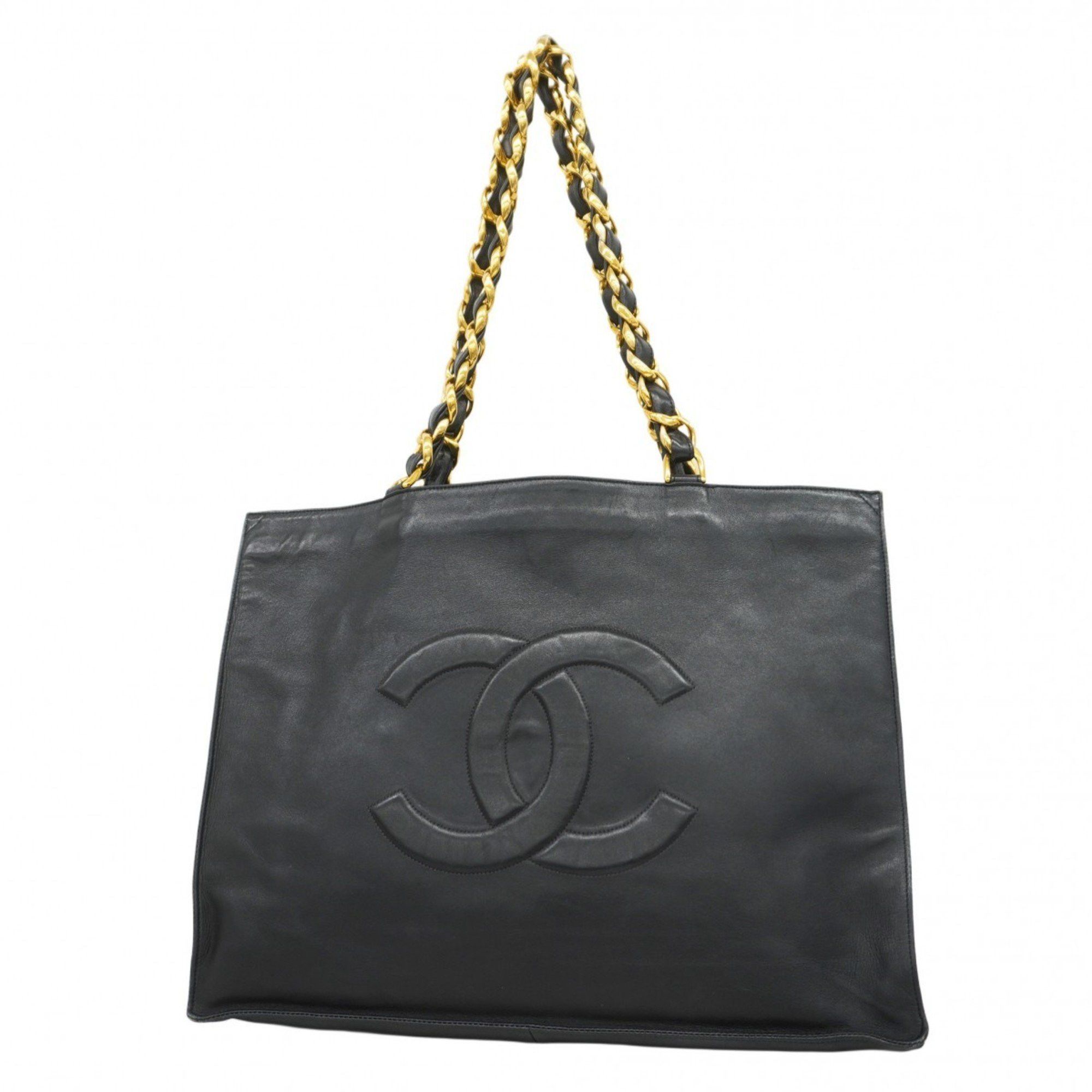 Chanel Tote Bag Chain Shoulder Lambskin Black Women's