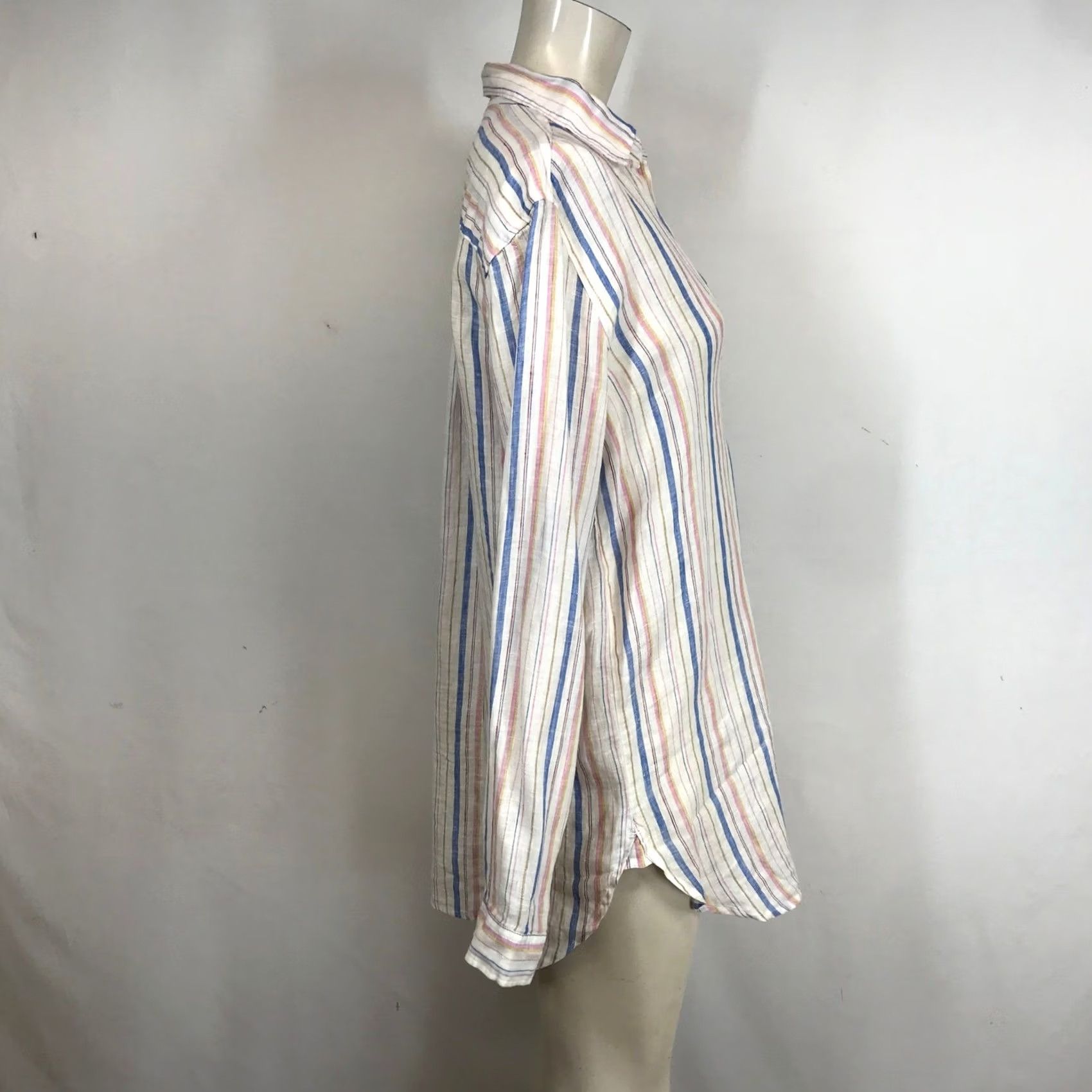 Gap GAP Womens Striped Linen Blend Tunic Shirt - Blue Pink Yellow Size S / US 4 / IT 40 - 4 Thumbnail