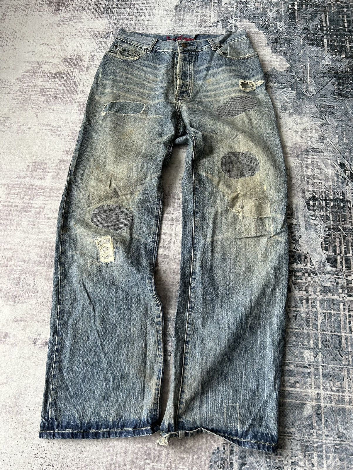 Pre-owned If Six Was Nine X Le Grande Bleu L G B Distressed Denim Y2k Baggy Style Jeans