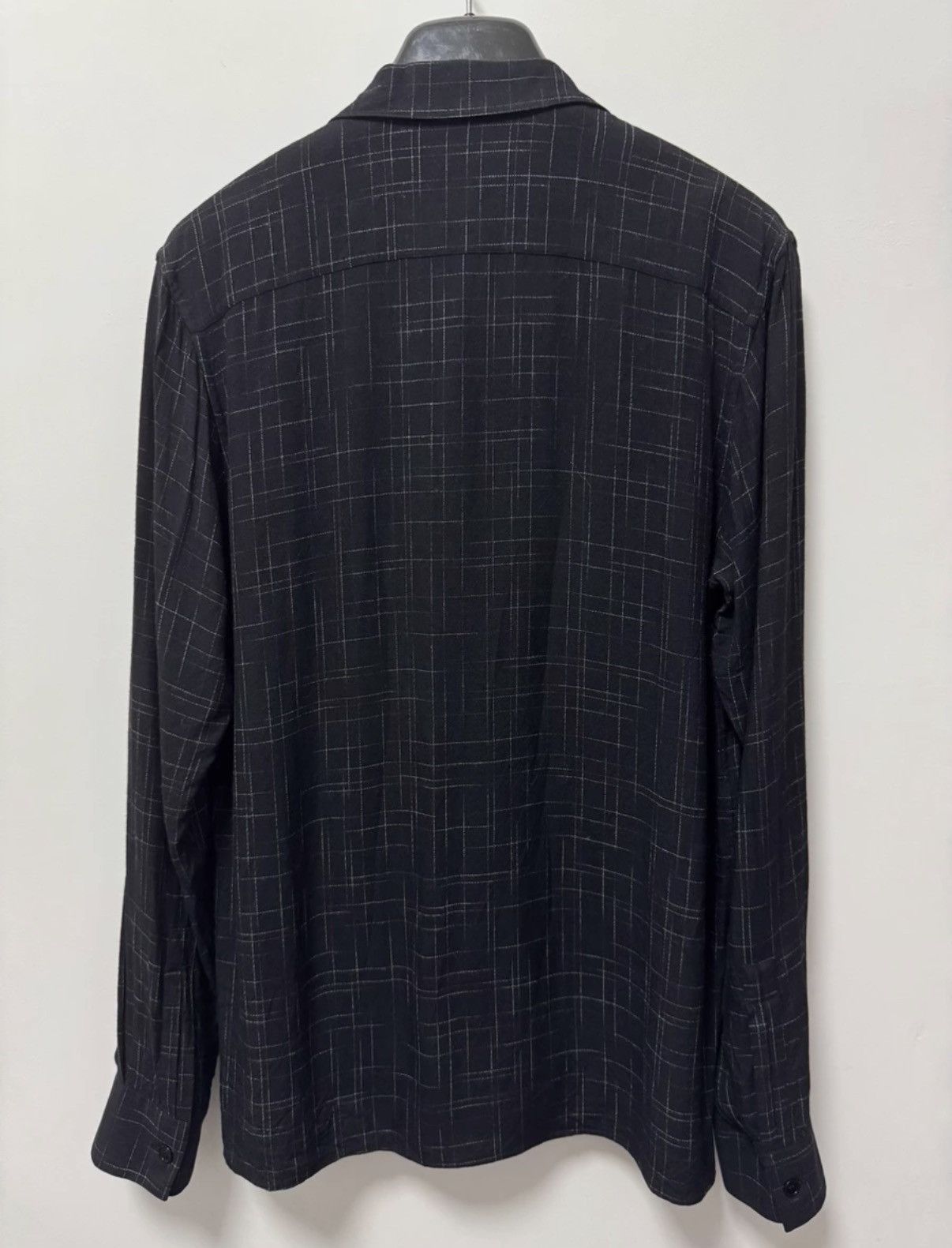Saint Laurent Paris SLP) 14FW Runway Cuban Collar Silk Black Slub Texture Shirt Size US L / EU 52-54 / 3 - 2 Thumbnail