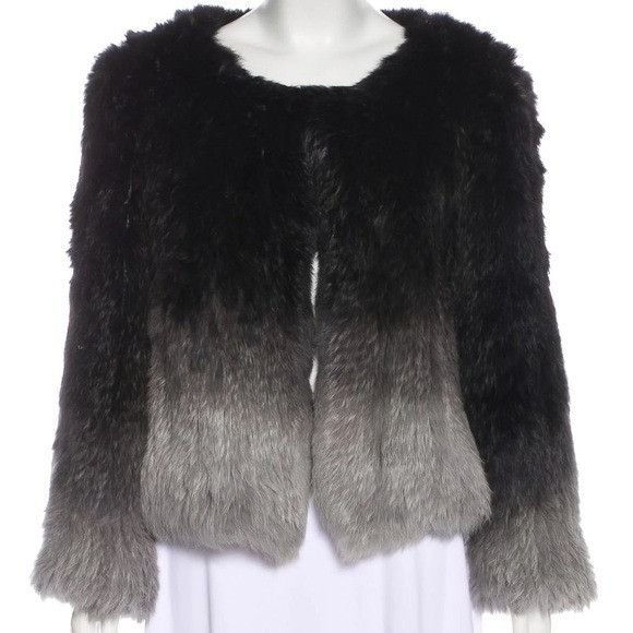 Yves Salomon Ombre Rabbit Fur Jacket Glam Old Money Luxury D