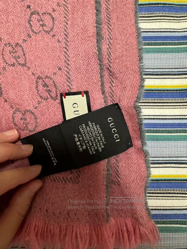 Gucci Gucci Gray and pink color-matched full logo double-sided w Size ONE SIZE - 3 Thumbnail