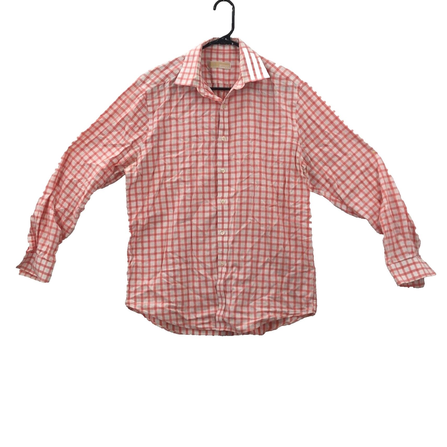 Michael Kors Michael Kors Mens Button-Up Shirt 16 Coral White Long Sleeve Collared Check Pattern Cotton Blend Casual Classic Mens Size US L / EU 52-54 / 3 - 2 Thumbnail