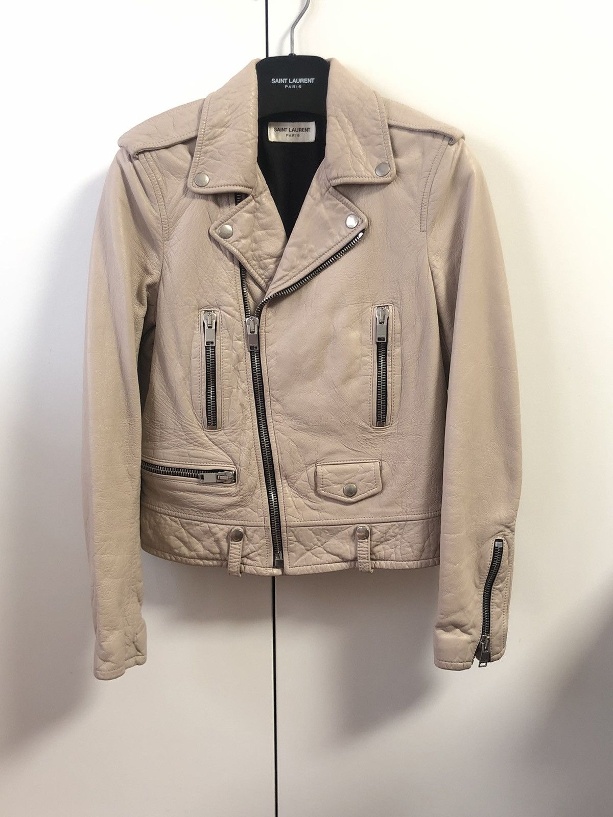 Saint Laurent Paris L01 Leather Jacket in Light Pink | Grailed