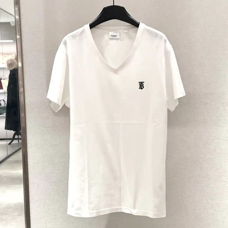 Burberry Burberry Men's White Cotton Embroidered T-Shirt Size US M / EU 48-50 / 2 - 1 Thumbnail