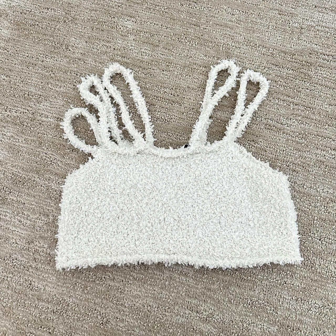 Guizio Danielle guizio cream/white cloud strappy tank top bouclé Size S / US 4 / IT 40 - 1 Thumbnail