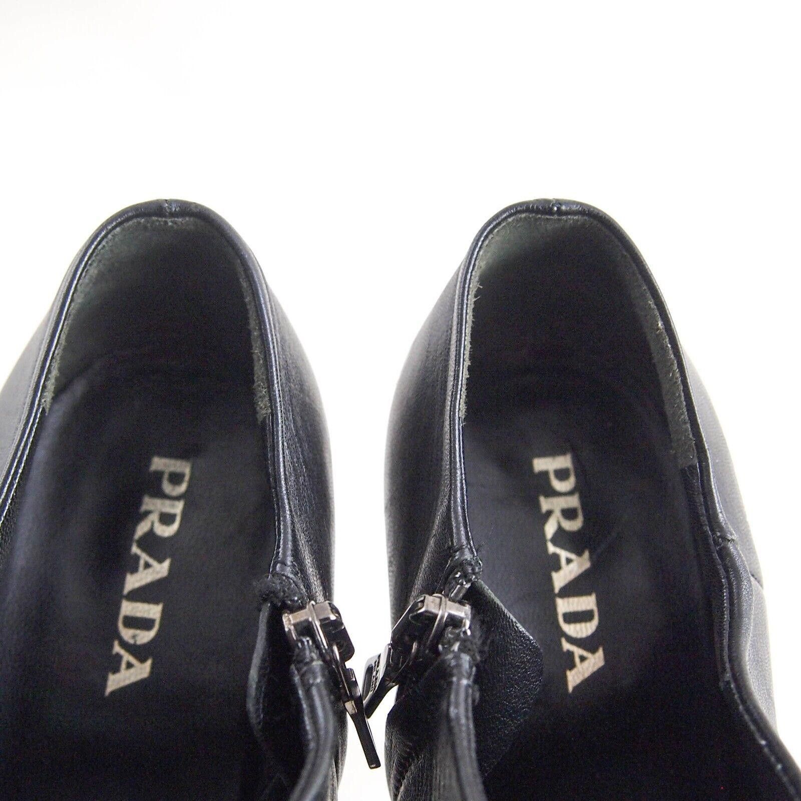 Prada Prada High Heel Booties Black Leather Size US 37.5 EU 7.5 Size US 7.5 / IT 37.5 - 9 Thumbnail