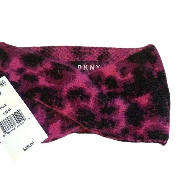 DKNY DKNY Fuzzy Animal Print Knit Twist Headband Size ONE SIZE - 4 Thumbnail