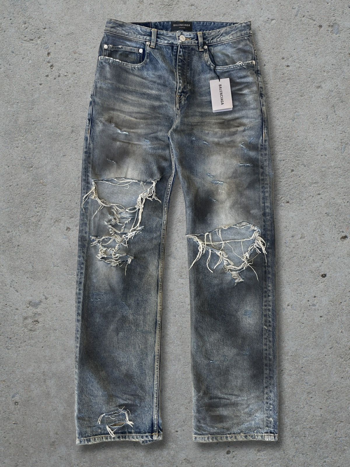 Balenciaga Balenciaga SS22 Oil Spill Mudwash Slim Fit Denims Size US 30 / EU 46 - 1 Thumbnail