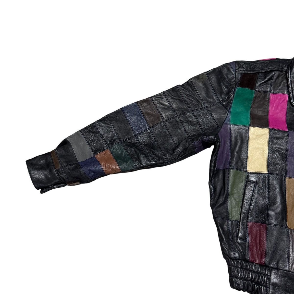Leather Vintage Genuine Leather Patchwork Jacket Multi Colour Size US XS / EU 42 / 0 - 6 Thumbnail