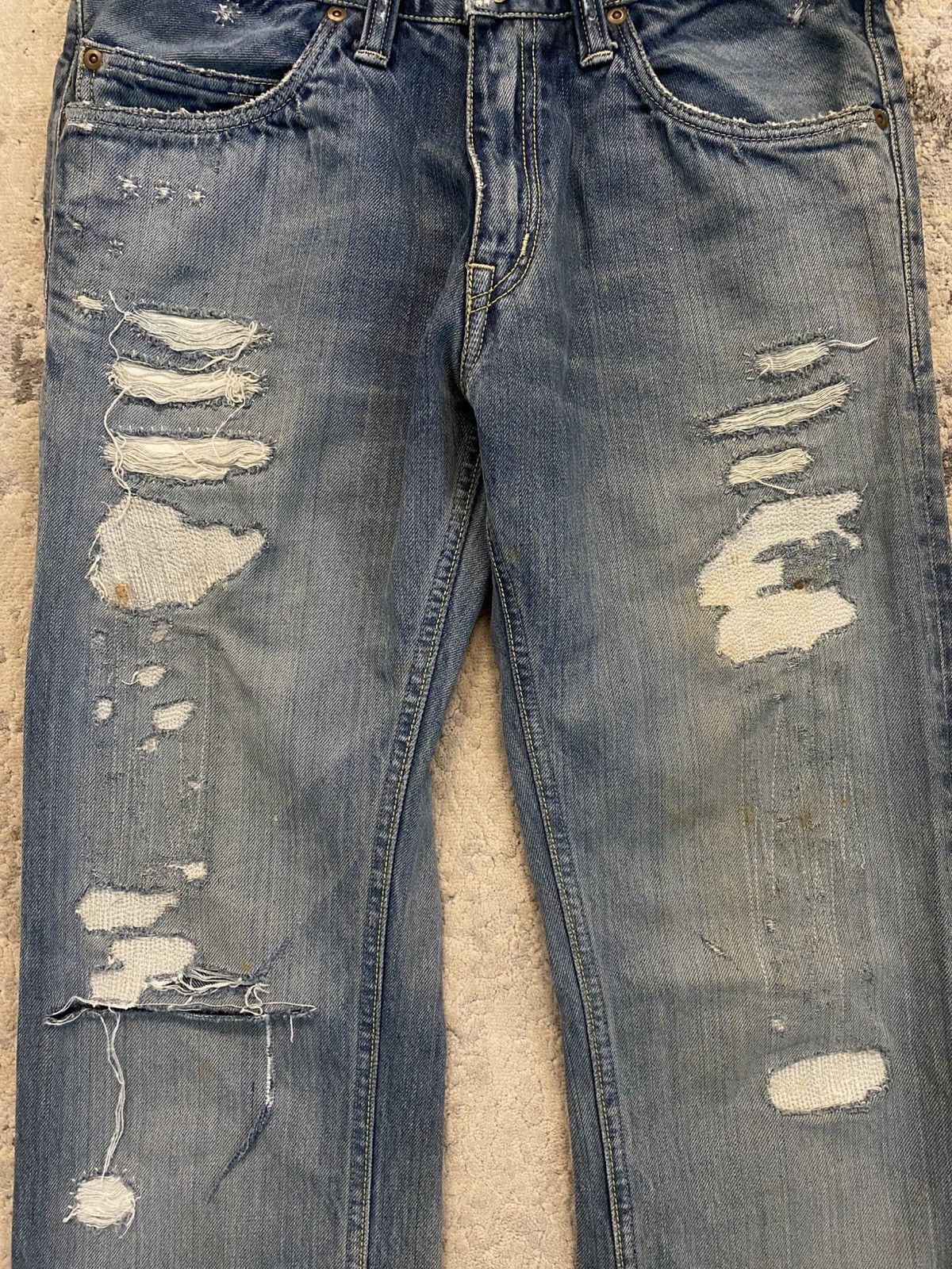 Blue Blue Japan Blue Blue Japan - Crash Distressed Repair Bootcut Denim Size US 30 / EU 46 - 2 Thumbnail