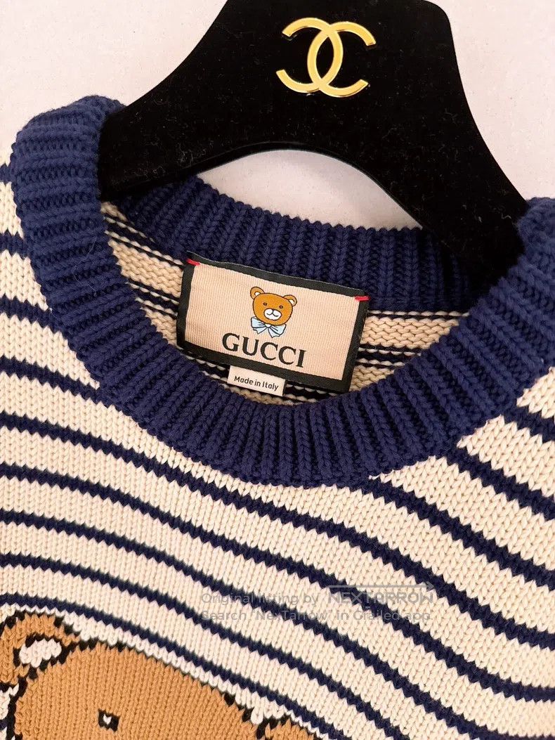 Gucci Gucci Beige striped bear sweater Size US S / EU 44-46 / 1 - 8 Thumbnail
