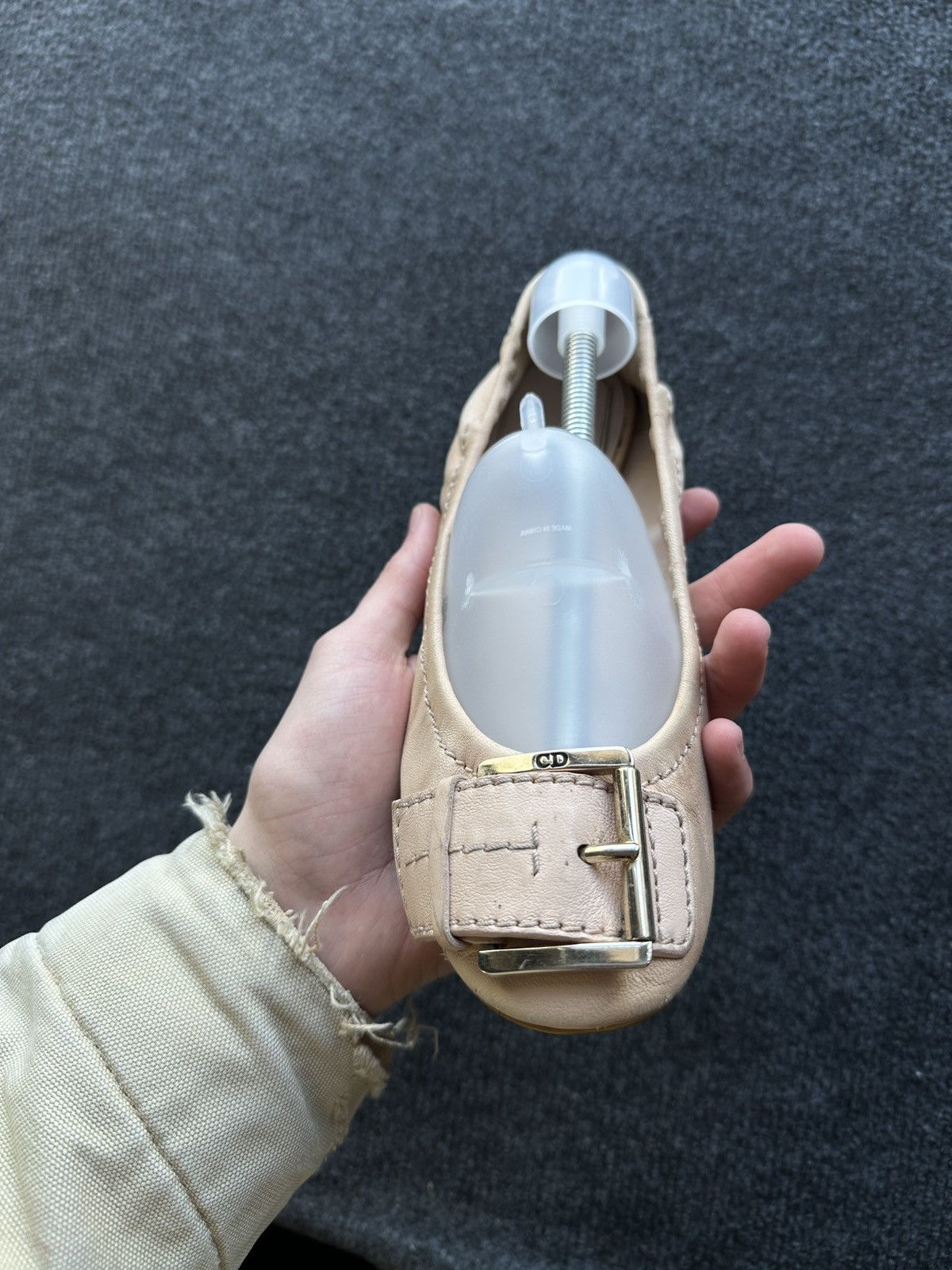Dior GRAIL🚨 DIOR CHRISTIAN BEIGE Leather Ballet Flats luxury Size US 6.5 / IT 36.5 - 3 Thumbnail